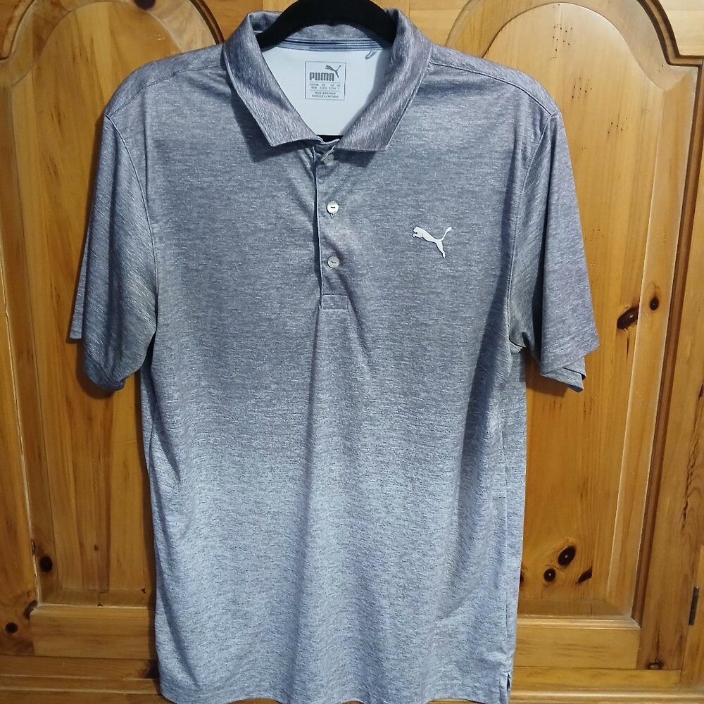 Puma Dry Cell Men's Golf Polo, Gray Fade Pattern, Size Medium, EUC